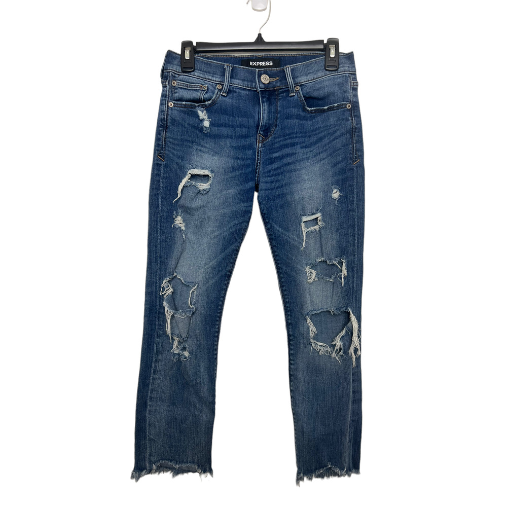 Express Skinny Ankle Distressed Jeans 2 Short